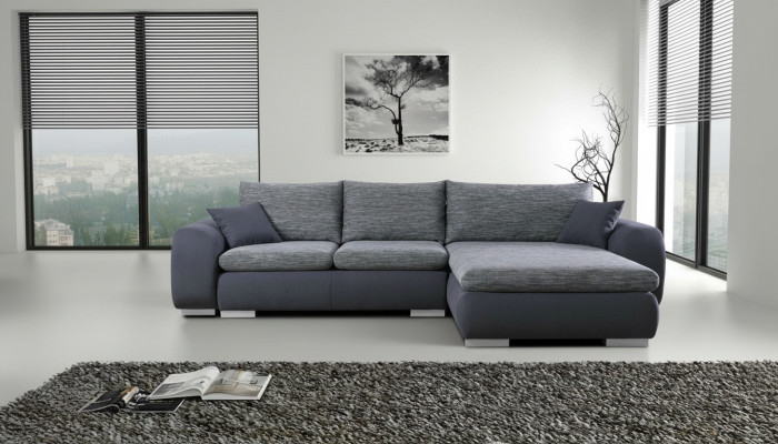 Canapé d'angle avec fonction lit Gris Canapé Rembourrage Canapés Textiles Sofas Sofa