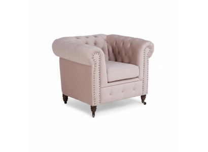 Élégant fauteuil club Chesterfield en tissu pour la télévision, avec revêtement en cuir.