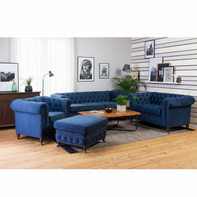 Canapés de designer Chesterfield de luxe en cuir tissu XXL canapés 3 pièces