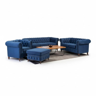 Canapés de designer Chesterfield de luxe en cuir tissu XXL canapés 3 pièces