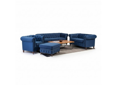 Canapés de designer Chesterfield de luxe en cuir tissu XXL canapés 3 pièces