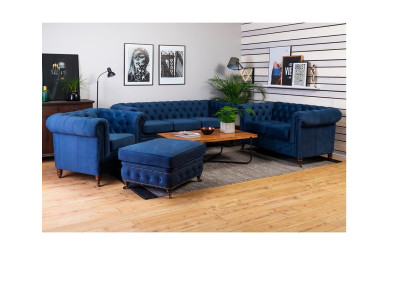 Canapés de designer Chesterfield de luxe en cuir tissu XXL canapés 3 pièces