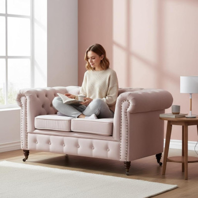 Canapé 2 places luxueux en tissu Canapé en tissu Suite Chesterfield neuf