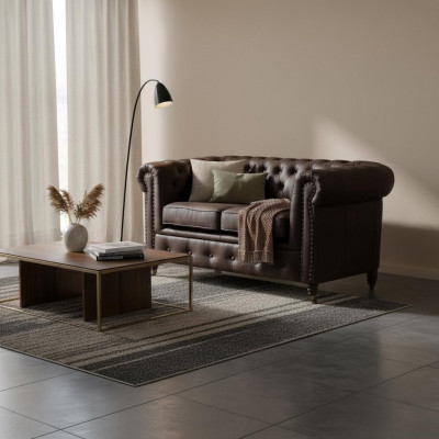 Canapé Chesterfield en textile à deux places Revêtement de canapé 2 places Canapés Canapés noirs neufs