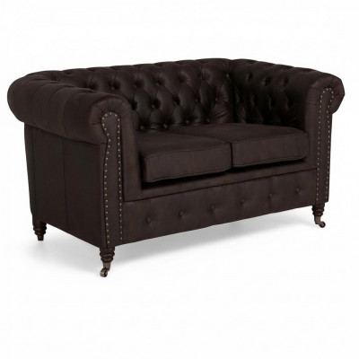 Canapé Chesterfield en textile à deux places Revêtement de canapé 2 places Canapés Canapés noirs neufs