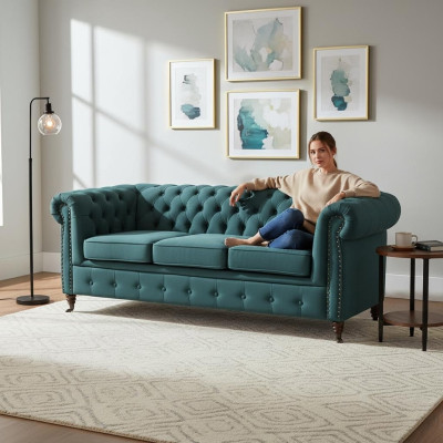 Meubles classiques Chesterfield canapé trois places Canapé en tissu Design élégant