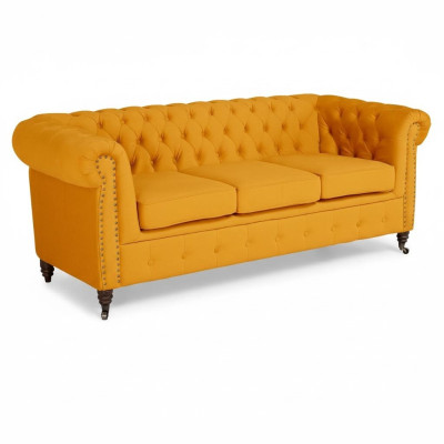Mobilier classique Chesterfield Canapé trois places Canapé textile Design élégant Orange