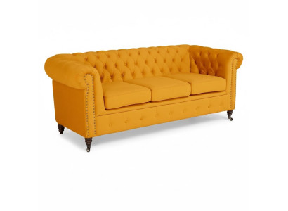Mobilier classique Chesterfield Canapé trois places Canapé textile Design élégant Orange