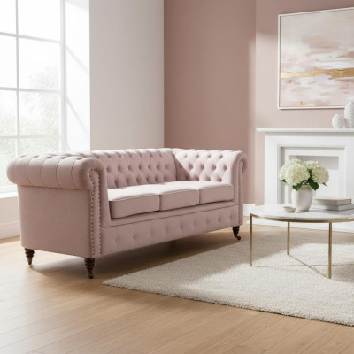 Mobilier classique Chesterfield Canapé 3 places Tissu Tissu Canapé Design noble nouveau