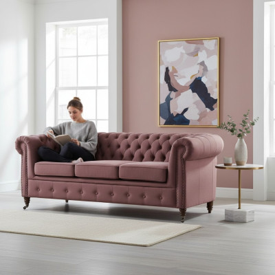 Meubles classiques Chesterfield Canapé 3 places en tissu de design noble nouveau