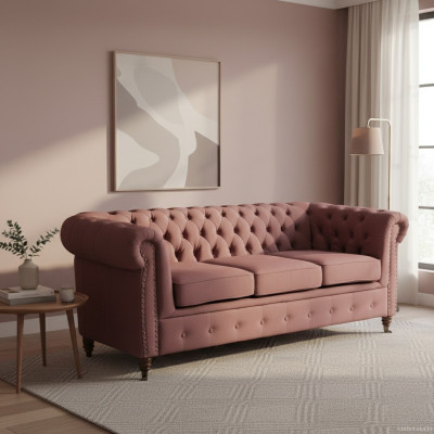 Meubles classiques Chesterfield Canapé 3 places en tissu de design noble nouveau
