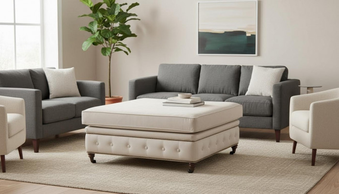 Club Repose-pieds Tabouret Lounge Cuir Textile Pouf Designer Chesterfield
