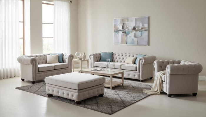 Canapé Chesterfield 3+1+1 places Ensemble de canapés design Suite de canapés capitonné
