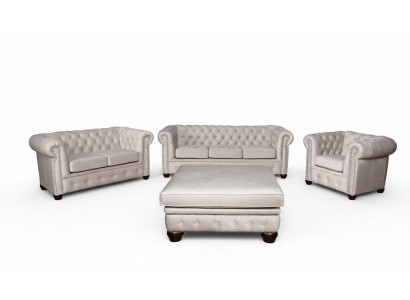 Canapé Chesterfield 3+1+1 places Ensemble de canapés design Suite de canapés capitonné
