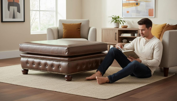 Repose-pieds Club Tabouret Lounge Chesterfield Textile Ottoman Design Tissu Ottoman