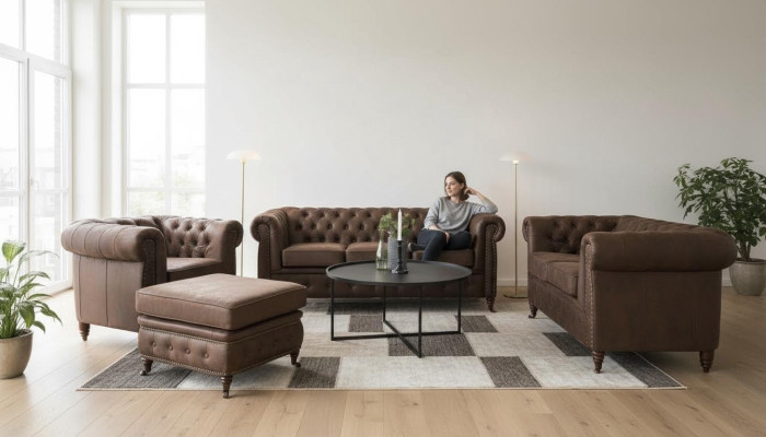 Canapé Chesterfield Rembourrage 321 Tabouret Assise Suite Canapé Canapés Repose-pieds
