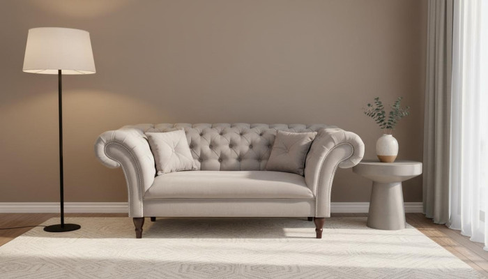 nouveau canapé capitonné 2 places Chesterfield Tissu Canapé Sièges Suite