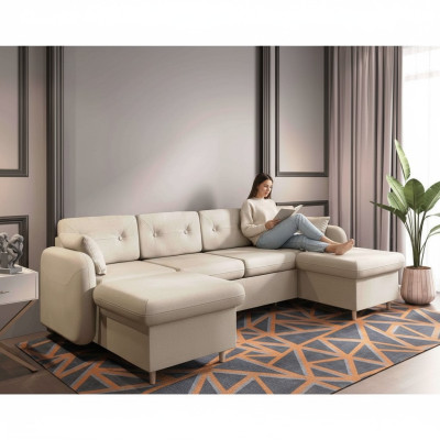 Canapé d'angle Canapé Rembourrage Canapé Paysage vivant Forme en U Fonction lit Textile Tissu