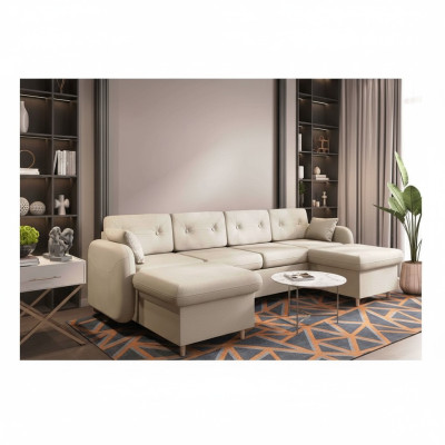 Canapé d'angle Canapé Rembourrage Canapé Paysage vivant Forme en U Fonction lit Textile Tissu