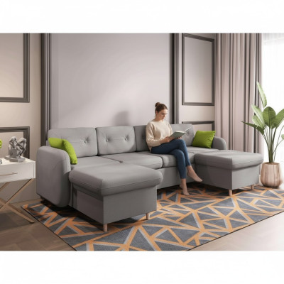 Paysage vivant Fonction de lit Tissu Canapé d'angle en forme de U Canapé décoratif Design Rembourrage