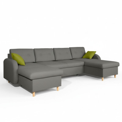 Canapé d'angle design en forme de U avec fonction lit en cuir et textile Canapés Convertible
