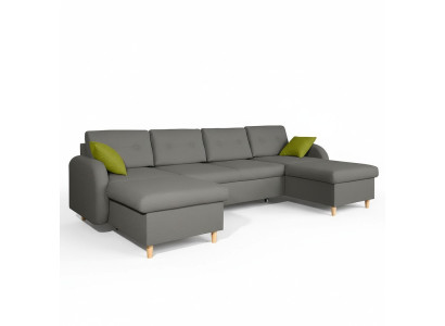 Canapé d'angle design en forme de U avec fonction lit en cuir et textile Canapés Convertible