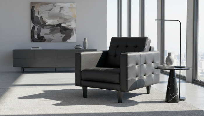 Fauteuil Club Lounge Designer Fauteuil d'appoint Canapé Rembourrage Canapé 1 Place TV Cuir