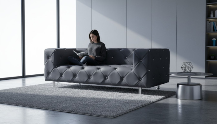 Canapé trois places design rembourrage canapé 3 places salon Chesterfield gris nouveau
