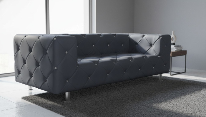 Canapé trois places design rembourrage canapé 3 places salon Chesterfield gris nouveau