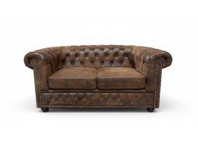 Chesterfield Textile Canapé Tissu 2 Places Canapés en Tissu Brun Deux Places
