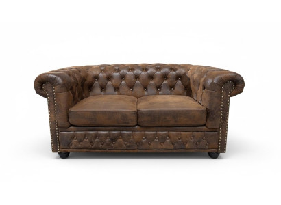 Chesterfield Textile Canapé Tissu 2 Places Canapés en Tissu Brun Deux Places