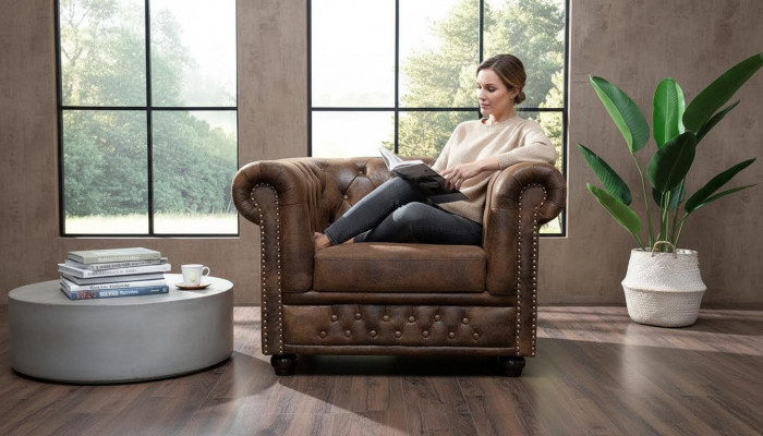 Fauteuil Chesterfield TV Canapé 1 Place Tissu Tissu Canapés Rembourrage
