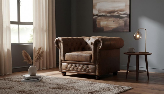 Fauteuil Chesterfield TV Canapé 1 Place Tissu Tissu Canapés Rembourrage