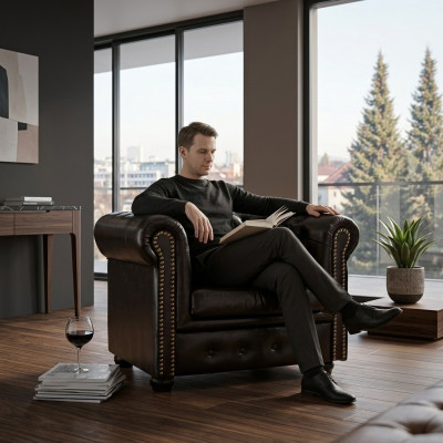 Fauteuil Chesterfield TV Canapé 1 Place Canapé en Cuir Tissu Canapés Rembourrage