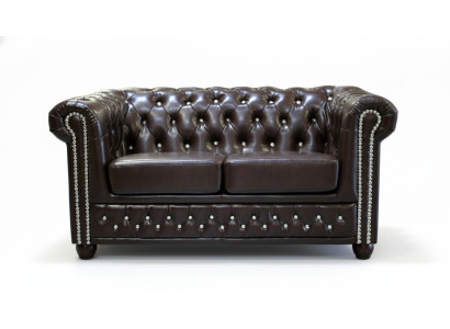Classique Noble Canapé Chesterfield Deux Places en Tissu Marron
