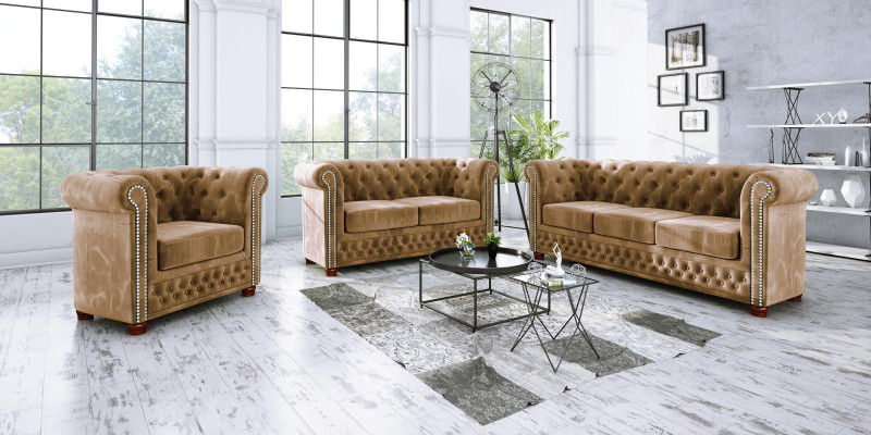 Canapé Chesterfield ensemble de canapés 3 places + 2 places Assise Canapé Suite Canapés