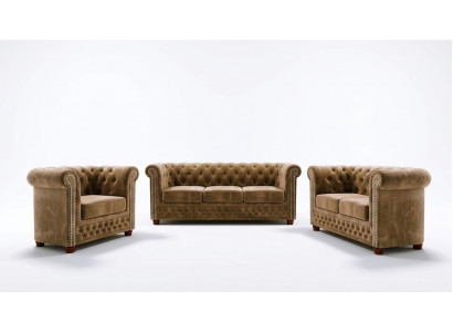 Canapé Chesterfield ensemble de canapés 3 places + 2 places Assise Canapé Suite Canapés