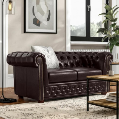 Canapé design 2 places Chesterfield Revêtement Siège Suite cuir textile neuf