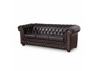Canapé trois places Canapé design Rembourrage 3 places Canapé Marron Luxe