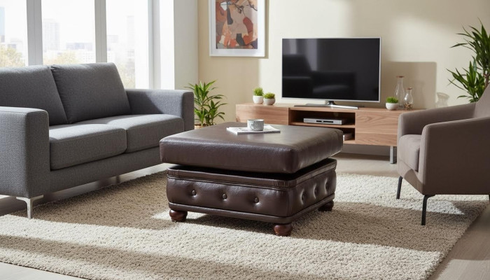 Repose-pieds Club Lounge Tabouret en cuir Textile Ottoman Designer Pufa Ottoman nouveau