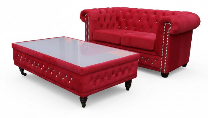Table basse design Chesterfield Table en verre Table d'appoint Canapé Tables d'appoint