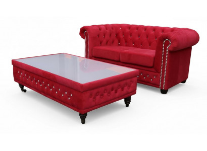 Table basse design Chesterfield Table en verre Table d'appoint Canapé Tables d'appoint