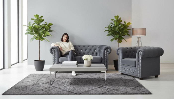 Canapé Chesterfield ensemble 2+1 places Canapé design Tissu Canapé Ensemble Suite neuf