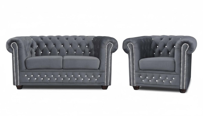 Canapé Chesterfield ensemble 2+1 places Canapé design Tissu Canapé Ensemble Suite neuf