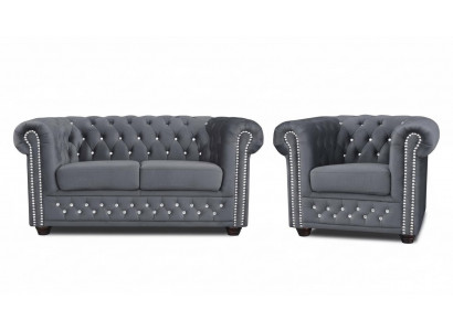 Canapé Chesterfield ensemble 2+1 places Canapé design Tissu Canapé Ensemble Suite neuf