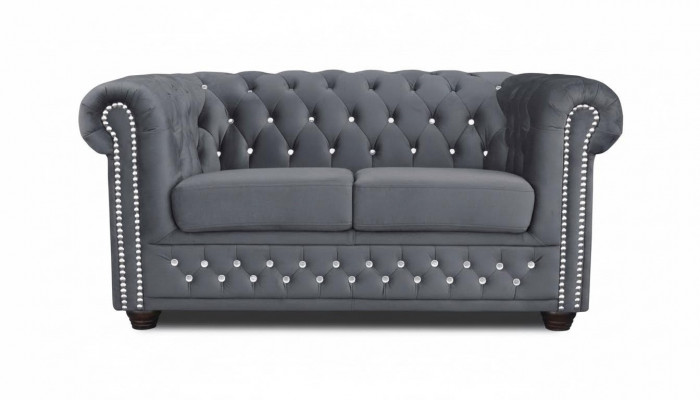 Chesterfield Canapé en tissu 2 places Canapé en tissu noir deux places neuf