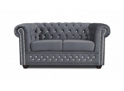 Chesterfield Canapé en tissu 2 places Canapé en tissu noir deux places neuf