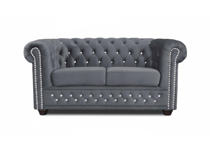 Chesterfield Canapé en tissu 2 places Canapé en tissu noir deux places neuf
