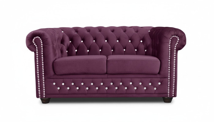Chesterfield Tissu Canapé Revêtement Canapés en Tissu 2 Places Canapés Violets Deux Places