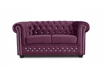Chesterfield Tissu Canapé Revêtement Canapés en Tissu 2 Places Canapés Violets Deux Places